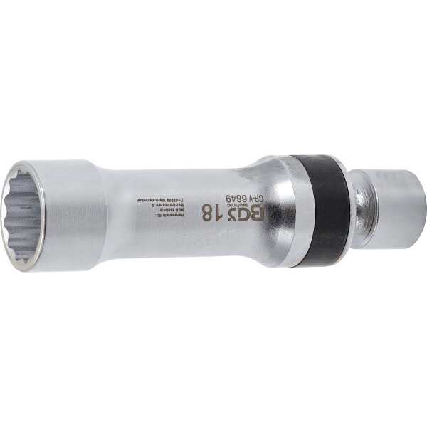 BGS Zündkerzen-Gelenkeinsatz Zwölfkant mit Haltefeder | Antrieb Innenvierkant 10 mm (3/8") | SW 18 mm