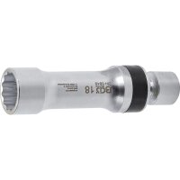BGS Zündkerzen-Gelenkeinsatz Zwölfkant mit Haltefeder | Antrieb Innenvierkant 10 mm (3/8") | SW 18 mm