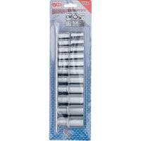BGS Steckschlüssel-Einsatz-Satz Zwölfkant, tief | Antrieb Innenvierkant 10 mm (3/8") | Zollgrößen | 11-tlg.