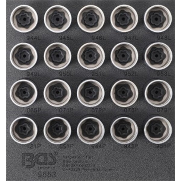 BGS Werkstattwageneinlage 1/6: Felgenschloss-Werkzeug-Satz für Volvo | 20-tlg.