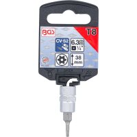 BGS Bit-Einsatz | Antrieb Innenvierkant 6,3 mm (1/4") | T-Profil (für Torx) mit Bohrung T8