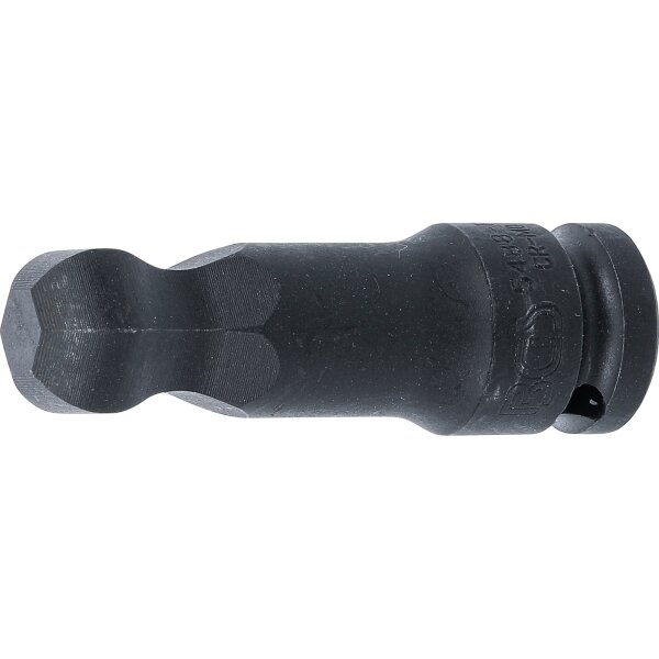 BGS Kraft-Bit-Einsatz | Länge 75 mm | Antrieb Innenvierkant 12,5 mm (1/2") | Innensechskant mit Kugelkopf 19 mm