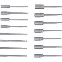 BGS Steckschlüssel-Einsatz-Satz, Sechskant extra lang Antrieb Außensechskant 6,3 mm (1/4") für Bohrmaschinen SW 5,5 - 19 mm  15-tlg.