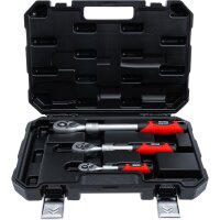 BGS DIY Umschaltknarren-Satz | ausziehbar | Abtrieb Außenvierkant 6,3 mm (1/4") - 10 mm (3/8") - 12,5 mm (1/2") | 3-tlg.