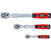 BGS DIY Umschaltknarren-Satz | ausziehbar | Abtrieb Außenvierkant 6,3 mm (1/4") - 10 mm (3/8") - 12,5 mm (1/2") | 3-tlg.