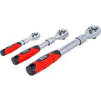 BGS DIY Umschaltknarren-Satz | ausziehbar | Abtrieb Außenvierkant 6,3 mm (1/4") - 10 mm (3/8") - 12,5 mm (1/2") | 3-tlg.