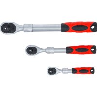 BGS DIY Umschaltknarren-Satz | ausziehbar | Abtrieb Außenvierkant 6,3 mm (1/4") - 10 mm (3/8") - 12,5 mm (1/2") | 3-tlg.