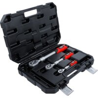 BGS DIY Umschaltknarren-Satz | ausziehbar | Abtrieb Außenvierkant 6,3 mm (1/4") - 10 mm (3/8") - 12,5 mm (1/2") | 3-tlg.