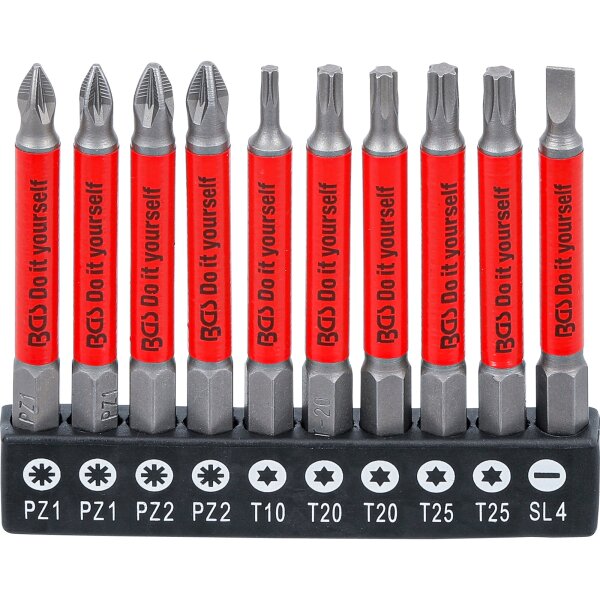 BGS DIY Antirutsch-Bit-Satz | magnetisch | 70 mm | 10-tlg.