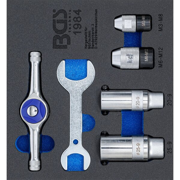 BGS Werkstattwageneinlage 1/6: Spannwerkzeug-Satz für Gewindeschneider | 6-tlg.