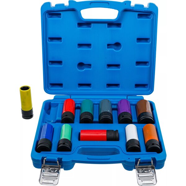 BGS Kraft-Schoneinsatz-Satz | Antrieb Innenvierkant 12,5 mm (1/2") | SW 15 - 27 mm und Spezial-Radschrauben | 11-tlg.