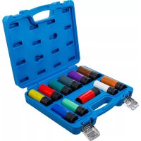 BGS Kraft-Schoneinsatz-Satz | Antrieb Innenvierkant 12,5 mm (1/2") | SW 15 - 27 mm und Spezial-Radschrauben | 11-tlg.