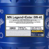 3x MANNOL Legend + Ester 0W-40, 20L