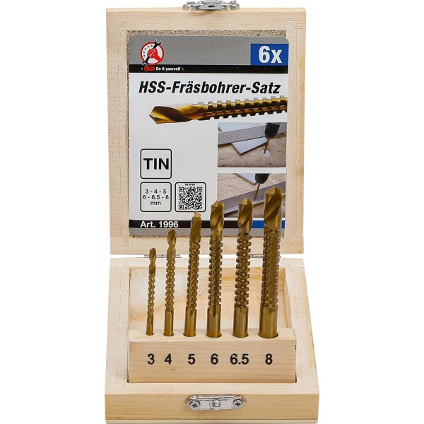 BGS DIY HSS-Fräsbohrer-Satz | titan-nitriert | 3 - 8 mm | 6-tlg.