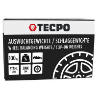 TECPO Auswuchtgewichte - Schlaggewichte 5g Zink für Stahlfelgen, 100-tlg.