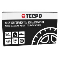 TECPO Auswuchtgewichte Schlaggewichte 25g Zink für Stahlfelgen, 100-tlg.