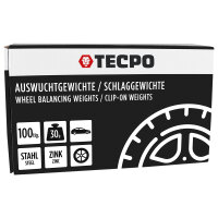 TECPO Auswuchtgewichte Schlaggewichte 30g Zink für Stahlfelgen, 100-tlg.