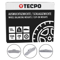 TECPO Auswuchtgewichte Schlaggewichte 35g Zink für Stahlfelgen, 50-tlg.