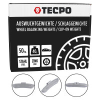 TECPO Auswuchtgewichte Schlaggewichte 40g Zink für Stahlfelgen, 50-tlg