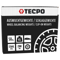 TECPO Auswuchtgewichte Schlaggewichte 40g Zink für Stahlfelgen, 50-tlg