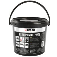 TECPO Reifenmontagepaste schwarz 5 kg + Pinsel + Auswuchtzange + Felgenkantenschutz + Einziehwerkzeug + Radierer + Schaber