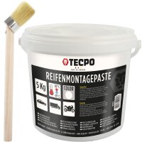 TECPO Reifenmontagepaste weiß 5 kg + Pinsel + Auswuchtzange + Einziehwerkzeug + Schaber + Radierer