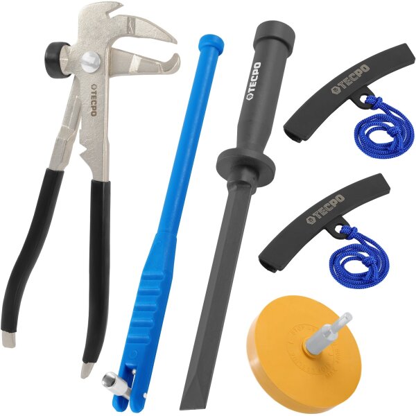 2x TECPO Auswuchtzange + Felgenkantenschutz + Klebegewicht Schaber Entferner + Ventileinzieher + Folienradierer