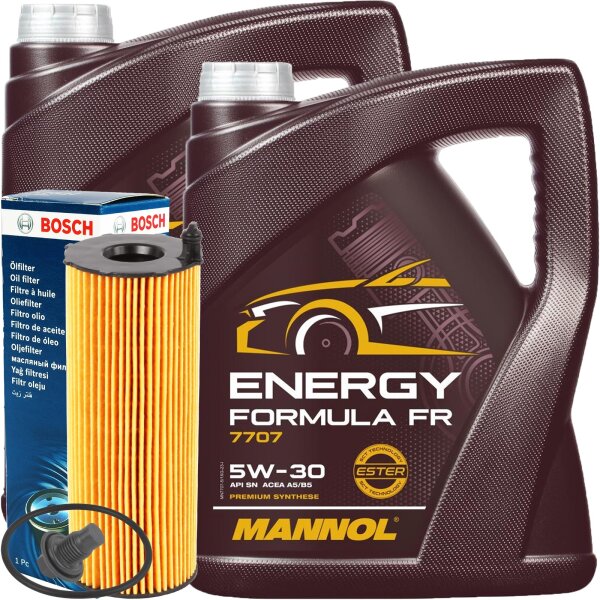 BOSCH Ölfilter + Schraube + MANNOL 5W-30 Energy Formula FR, 10L
