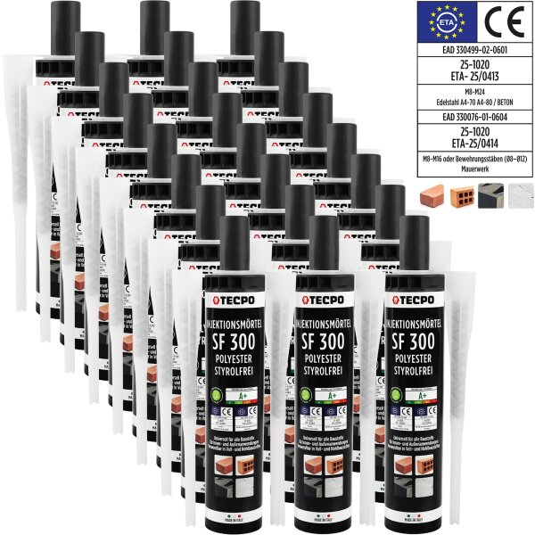 24x TECPO Injektionsmörtel SF 300 Verbundmörtel Montagemörtel 300ml