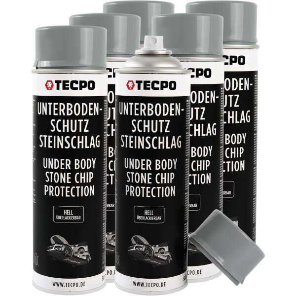 6x TECPO Unterbodenschutz überlackierbar hell, 500 ml