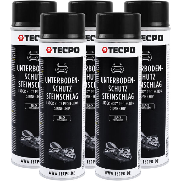 5x TECPO Unterbodenschutz überlackierbar schwarz, 500 ml