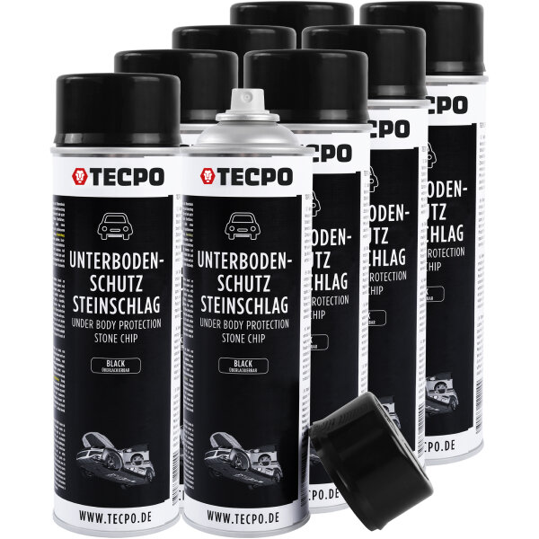 8x TECPO Unterbodenschutz überlackierbar schwarz, 500 ml