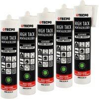 TECPO Montagekleber HIGH TACK Baukleber, 5x 455g Kleber +...
