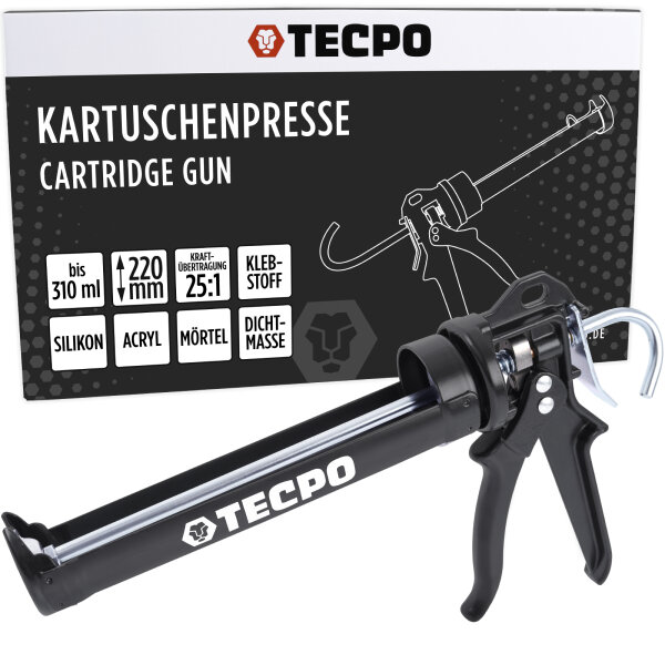TECPO Kartuschenpresse Kartuschenpistole 25:1 für Kartuschen 150–310 ml (bis 220 mm Länge)