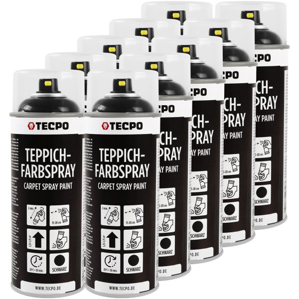 10x TECPO 1K Farbspray Schwarz Teppich / Fußmatten, 400 ml