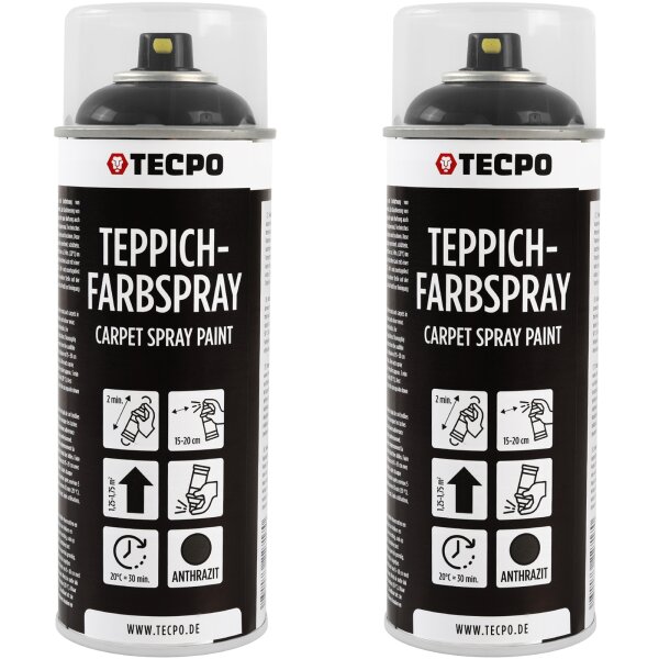 2x TECPO 1K Farbspray Anthrazit Teppich / Fußmatten, 400 ml