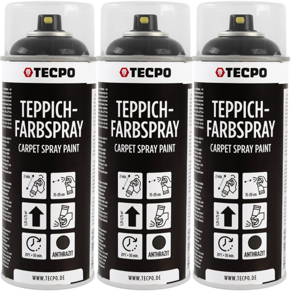 3x TECPO 1K Farbspray Anthrazit Teppich / Fußmatten, 400 ml