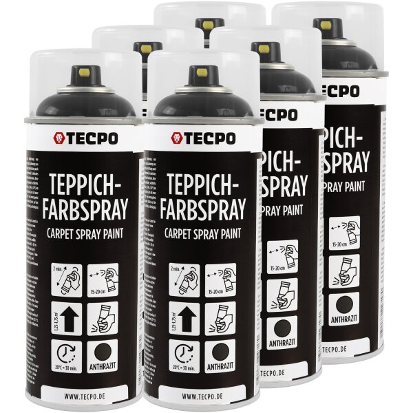 6x TECPO 1K Farbspray Anthrazit Teppich / Fußmatten, 400 ml