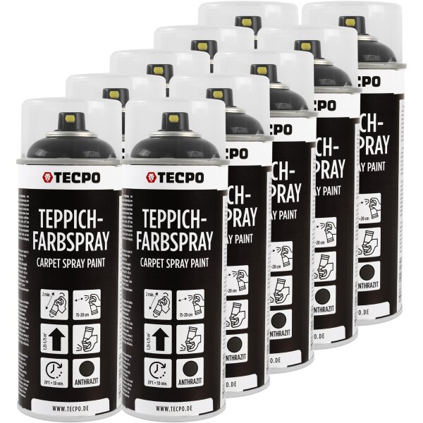 10x TECPO 1K Farbspray Anthrazit Teppich / Fußmatten, 400 ml