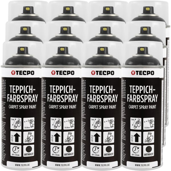 12x TECPO 1K Farbspray Anthrazit Teppich / Fußmatten, 400 ml