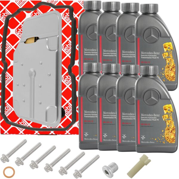 FEBI BILSTEIN Hydraulikfiltersatz, Automatikgetriebe + 8L MERCEDES-BENZ Automatikgetriebeöl, MB 236.15