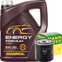 MANN-FILTER Ölfilter + MANNOL Energy Premium 5W-30, 5L