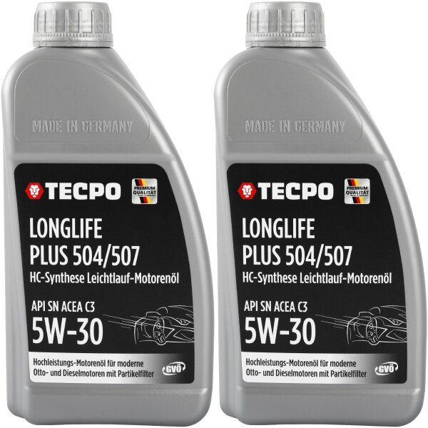 2L TECPO 5W-30 LONGLIFE PLUS MOTORÖL für VW 504.00 507.00 MB 229.31 229.51 BMW LL-04 C30