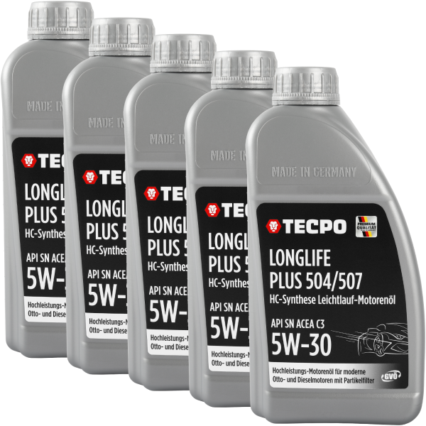 5L TECPO 5W-30 LONGLIFE PLUS MOTORÖL für VW 504.00 507.00 MB 229.31 229.51 BMW LL-04 C30