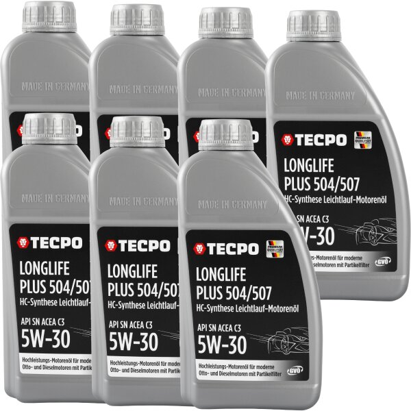 7L TECPO 5W-30 LONGLIFE PLUS MOTORÖL für VW 504.00 507.00 MB 229.31 229.51 BMW LL-04 C30