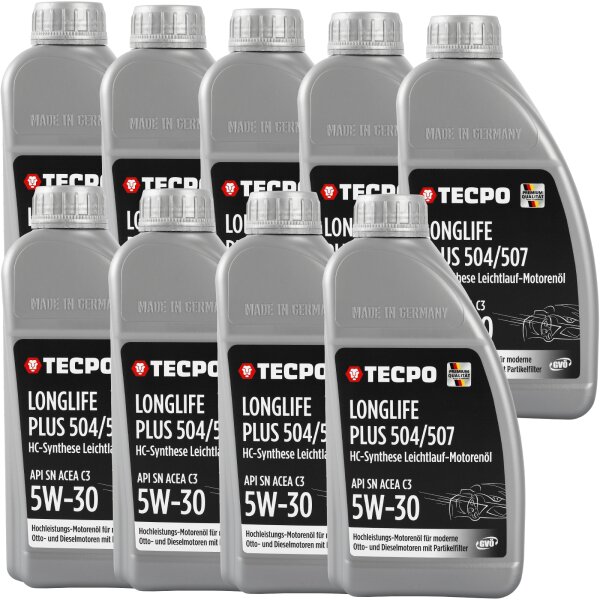 9L TECPO 5W-30 LONGLIFE PLUS MOTORÖL für VW 504.00 507.00 MB 229.31 229.51 BMW LL-04 C30