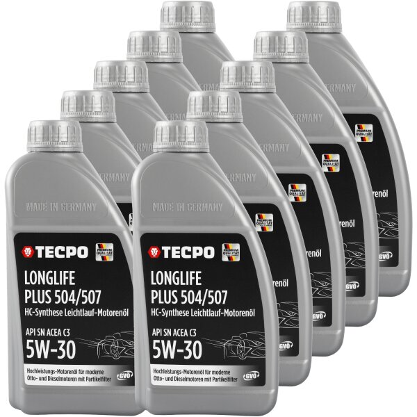 10L TECPO 5W-30 LONGLIFE PLUS MOTORÖL für VW 504.00 507.00 MB 229.31 229.51 BMW LL-04 C30