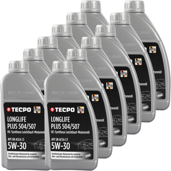 12L TECPO 5W-30 LONGLIFE PLUS MOTORÖL für VW 504.00 507.00 MB 229.31 229.51 BMW LL-04 C30