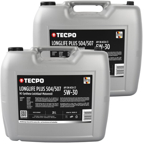 40L TECPO 5W-30 LONGLIFE PLUS MOTORÖL für VW 504.00 507.00 MB 229.31 229.51 BMW LL-04 C30