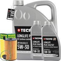 MANN-FILTER Ölfilter + 7L TECPO 5W-30 LONGLIFE PLUS MOTORÖL für VW 504.00 507.00